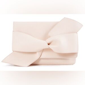 Justfab Bella Bow Clutch Light Pink Nude Neutral Evening Knot Bag